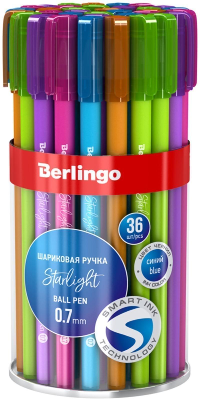 Ручка шариковая 0,7 мм, Berlingo Starlight, стержень синий, узел-игла, микс