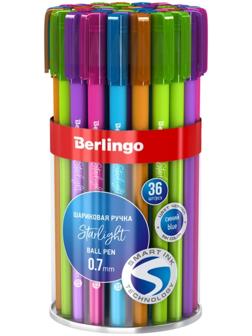 Ручка шариковая 0,7 мм, Berlingo Starlight, стержень синий, узел-игла, микс