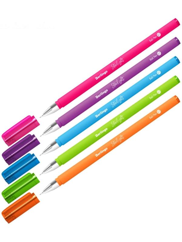 Ручка шариковая 0,7 мм, Berlingo Starlight, стержень синий, узел-игла, микс