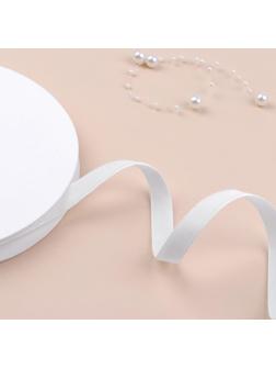 Лента бархатная, 10 мм, 18 ± 1 м, цвет белый №01