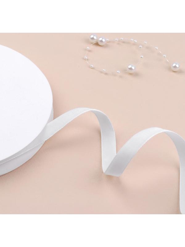 Лента бархатная, 10 мм, 18 ± 1 м, цвет белый №01