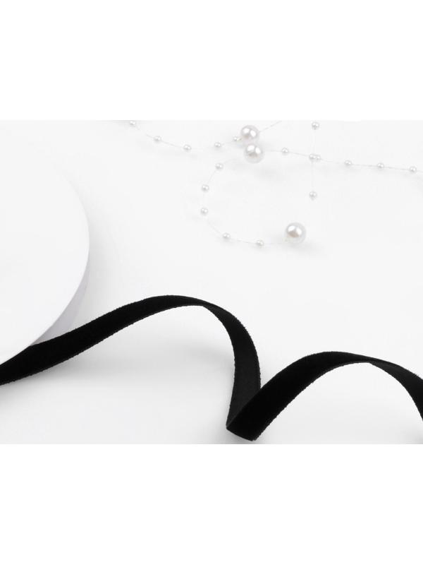 Лента бархатная, 10 мм, 18 ± 1 м, цвет чёрный №03