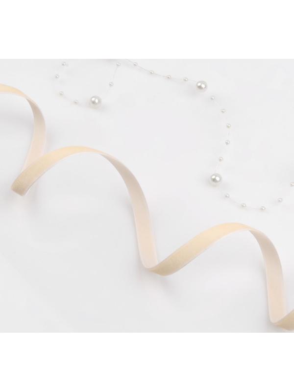 Лента бархатная, 10 мм, 18 ± 1 м, цвет молочный №04