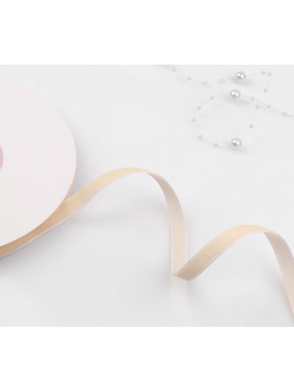 Лента бархатная, 10 мм, 18 ± 1 м, цвет молочный №04