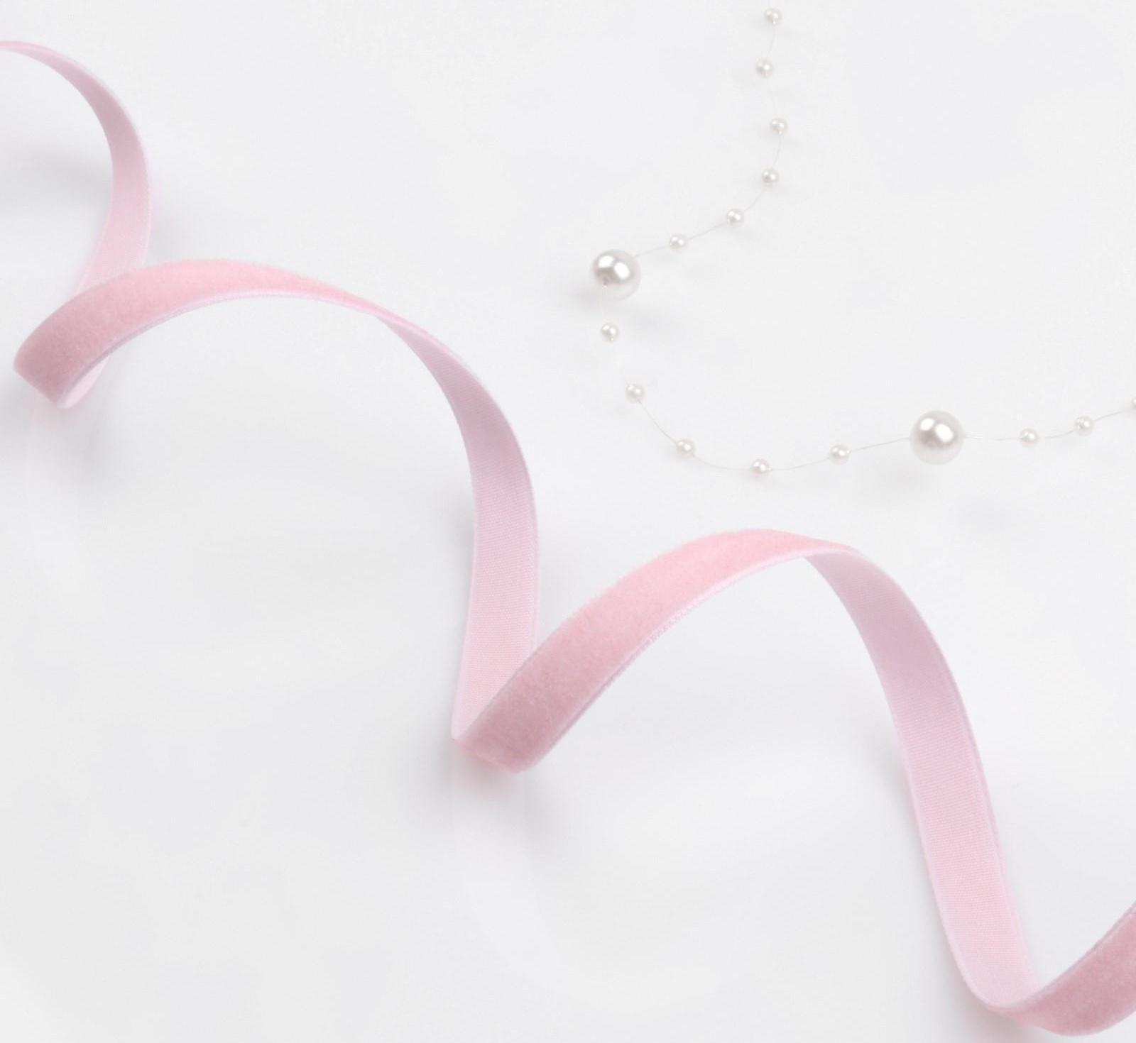 Лента бархатная, 10 мм, 18 ± 1 м, цвет розовый №08