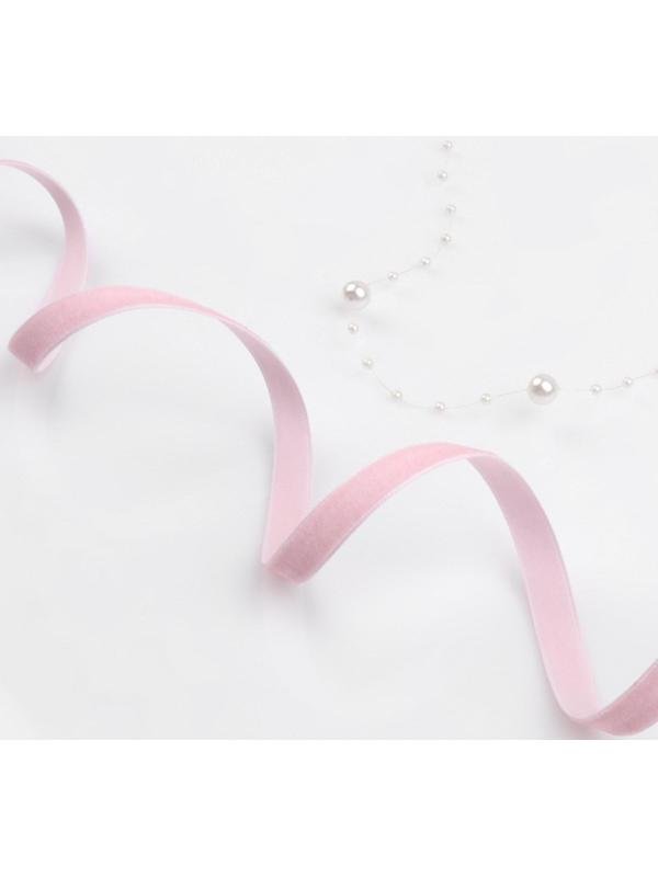 Лента бархатная, 10 мм, 18 ± 1 м, цвет розовый №08