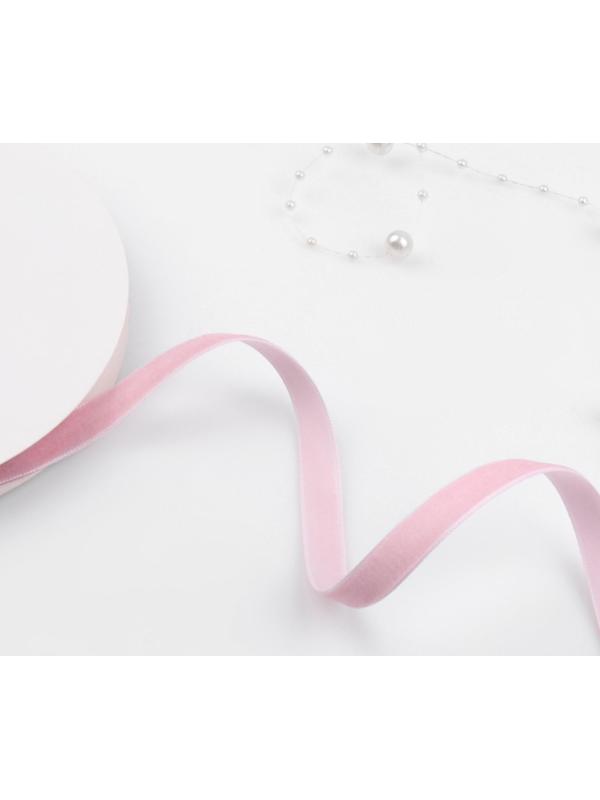 Лента бархатная, 10 мм, 18 ± 1 м, цвет розовый №08