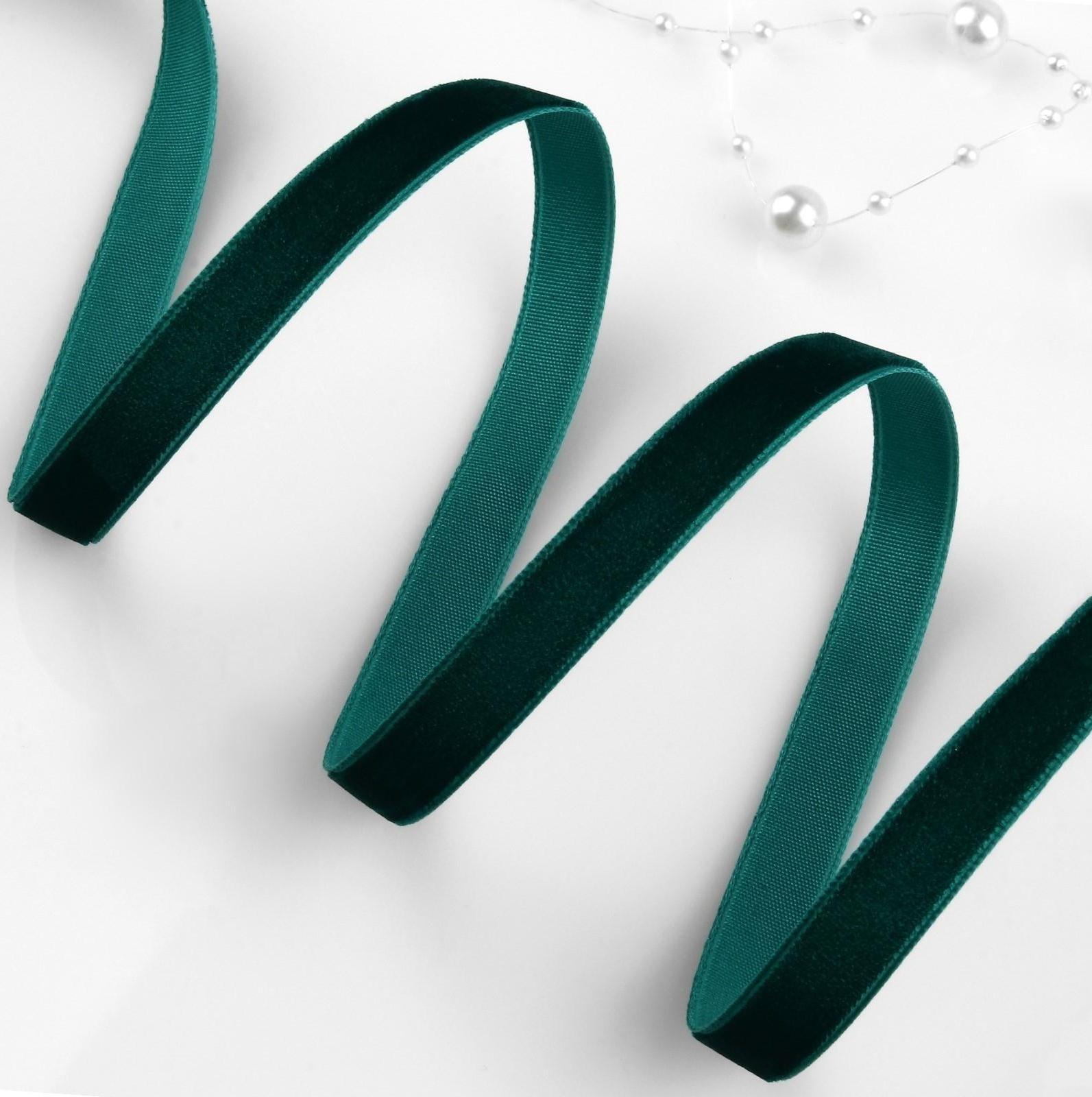 Лента бархатная, 10 мм, 18 ± 1 м, цвет изумрудный №34