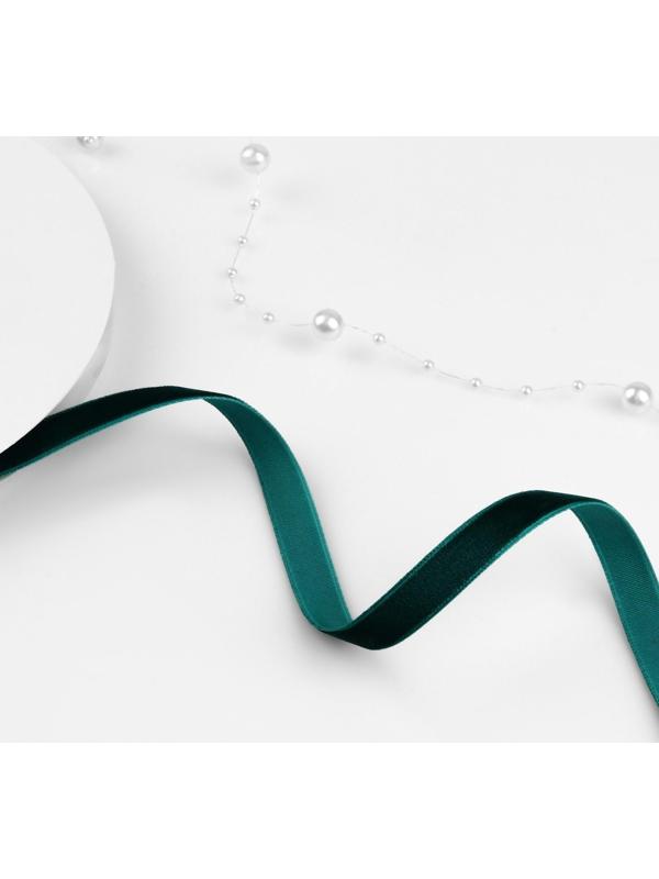 Лента бархатная, 10 мм, 18 ± 1 м, цвет изумрудный №34