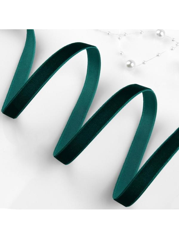 Лента бархатная, 10 мм, 18 ± 1 м, цвет изумрудный №34