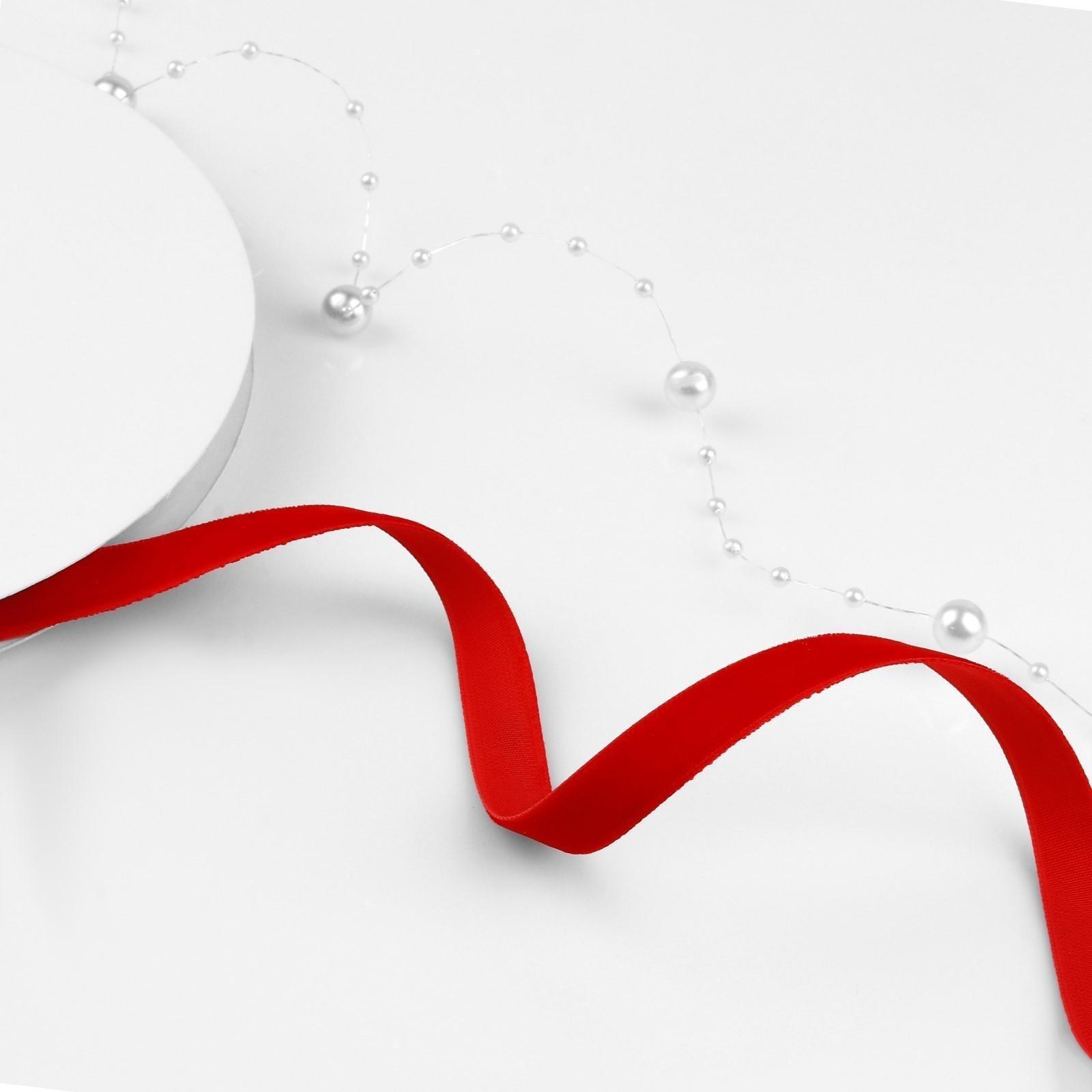 Лента бархатная, 10 мм, 18 ± 1 м, цвет красный №40