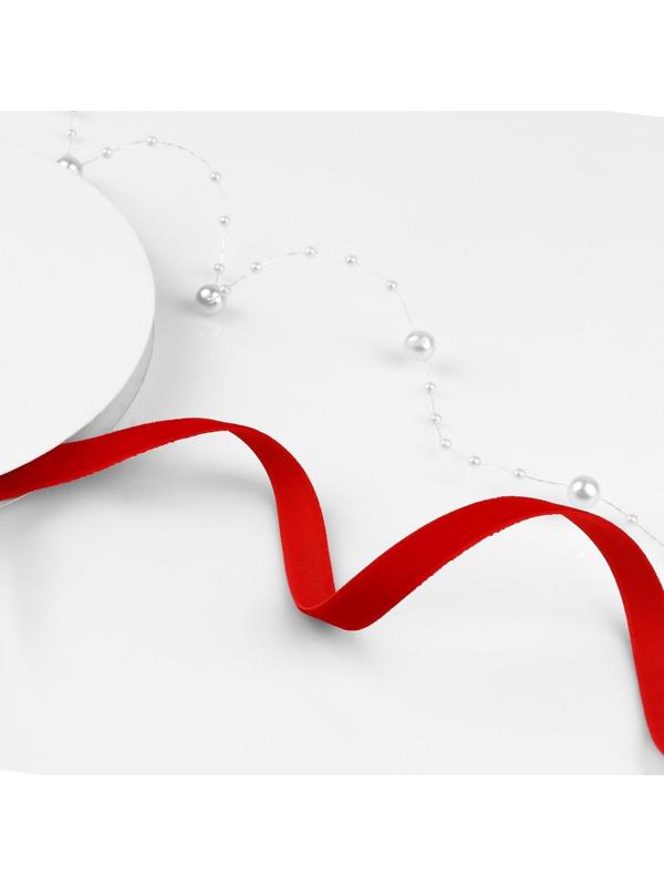 Лента бархатная, 10 мм, 18 ± 1 м, цвет красный №40