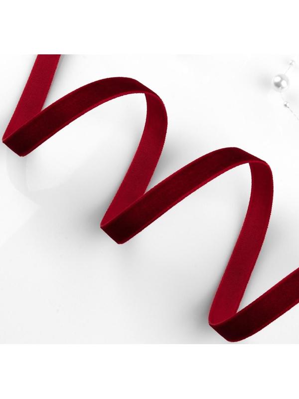 Лента бархатная, 10 мм, 18 ± 1 м, цвет бордовый №43