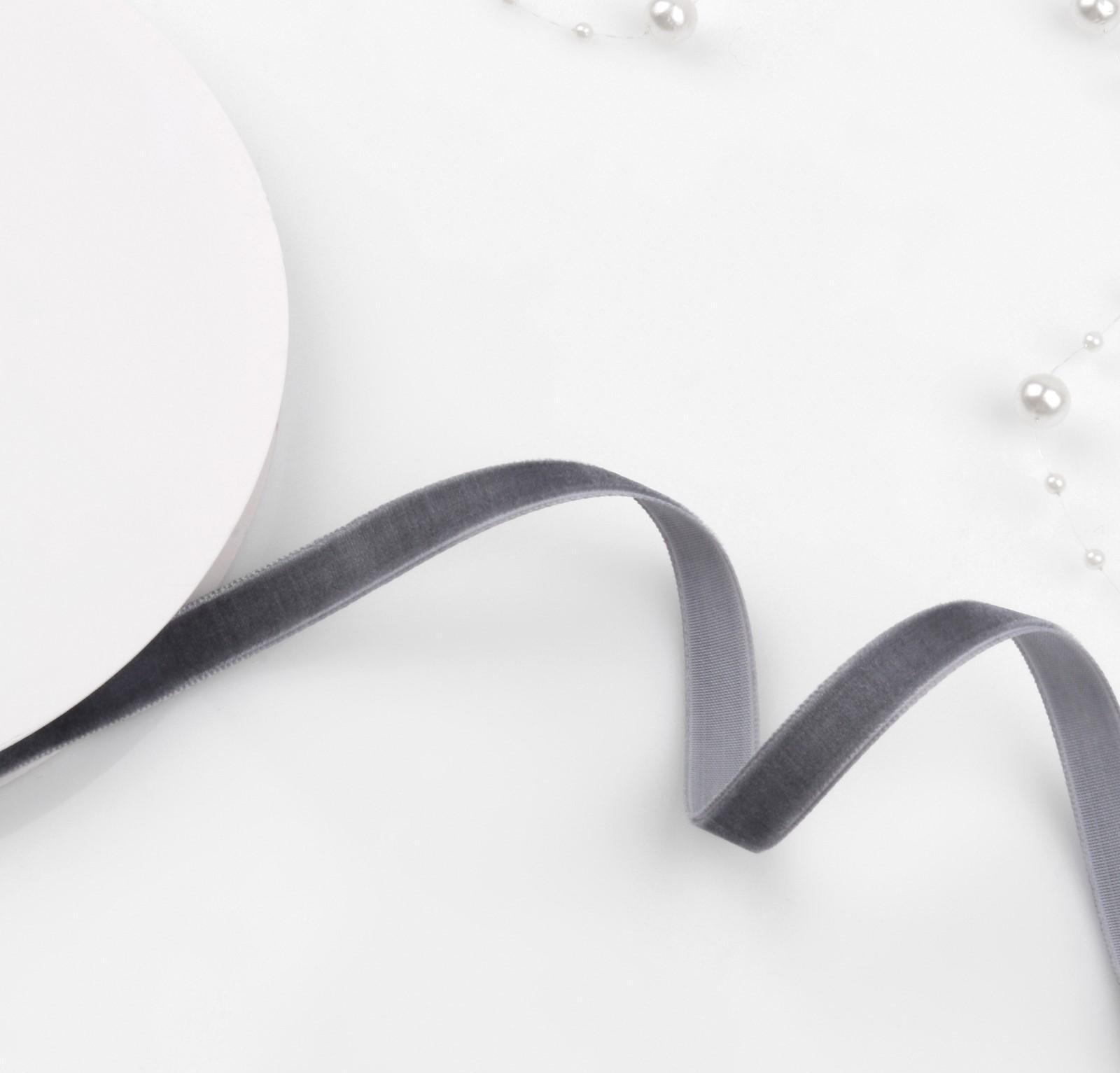 Лента бархатная, 10 мм, 18 ± 1 м, цвет серый №63