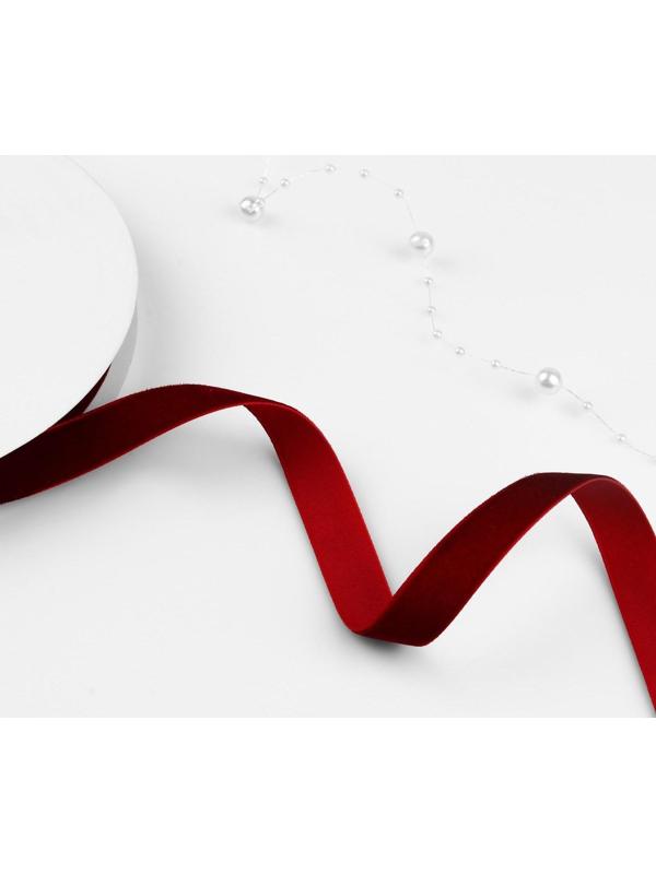 Лента бархатная, 15 мм, 18 ± 1 м, цвет бордовый №43