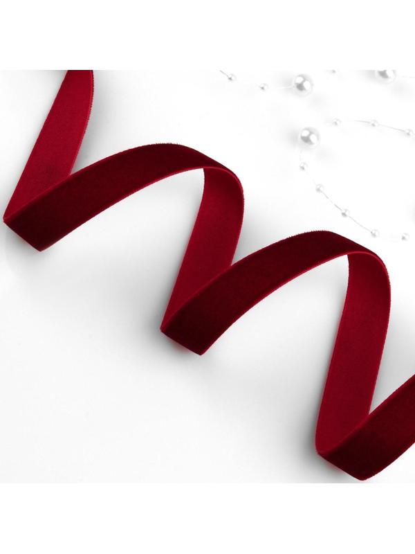 Лента бархатная, 15 мм, 18 ± 1 м, цвет бордовый №43