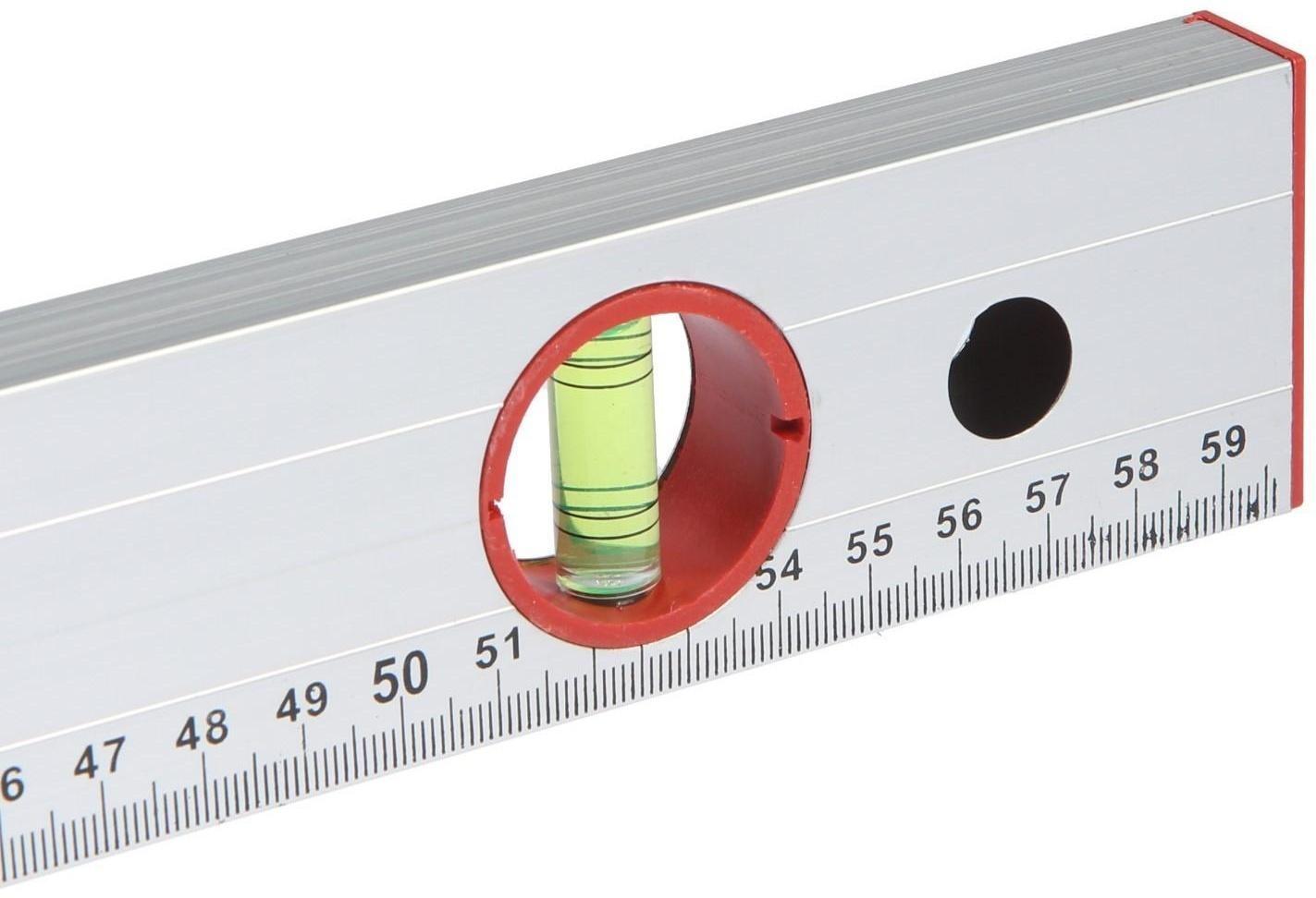 Уровень алюминиевый ЛОМ, 2 глазка, линейка, 600 мм