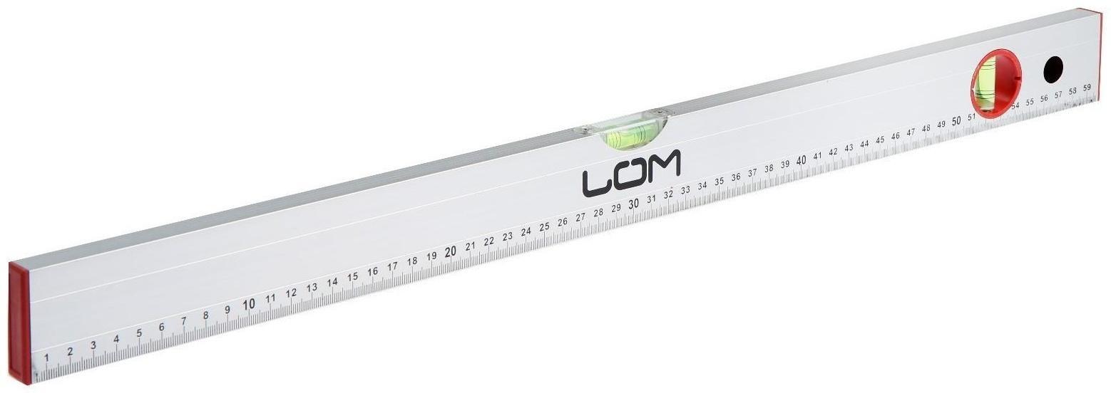 Уровень алюминиевый ЛОМ, 2 глазка, линейка, 600 мм