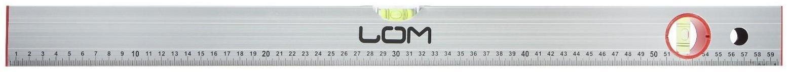 Уровень алюминиевый ЛОМ, 2 глазка, линейка, 600 мм