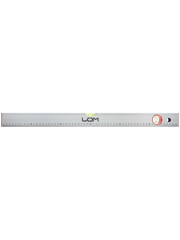 Уровень алюминиевый ЛОМ, 2 глазка, линейка, 600 мм