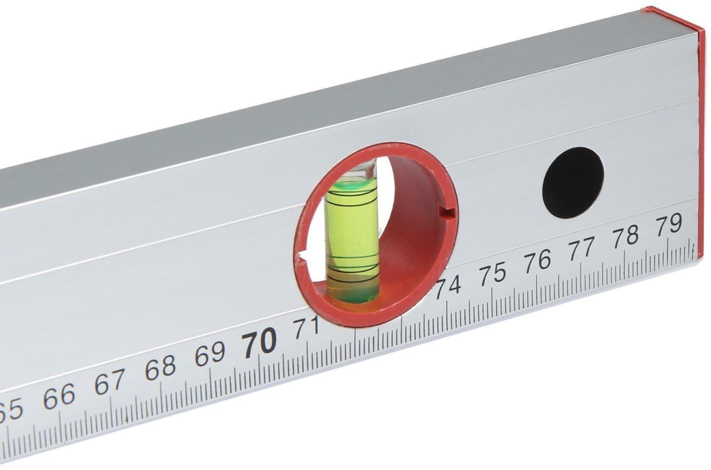 Уровень алюминиевый ЛОМ, 2 глазка, линейка, 800 мм