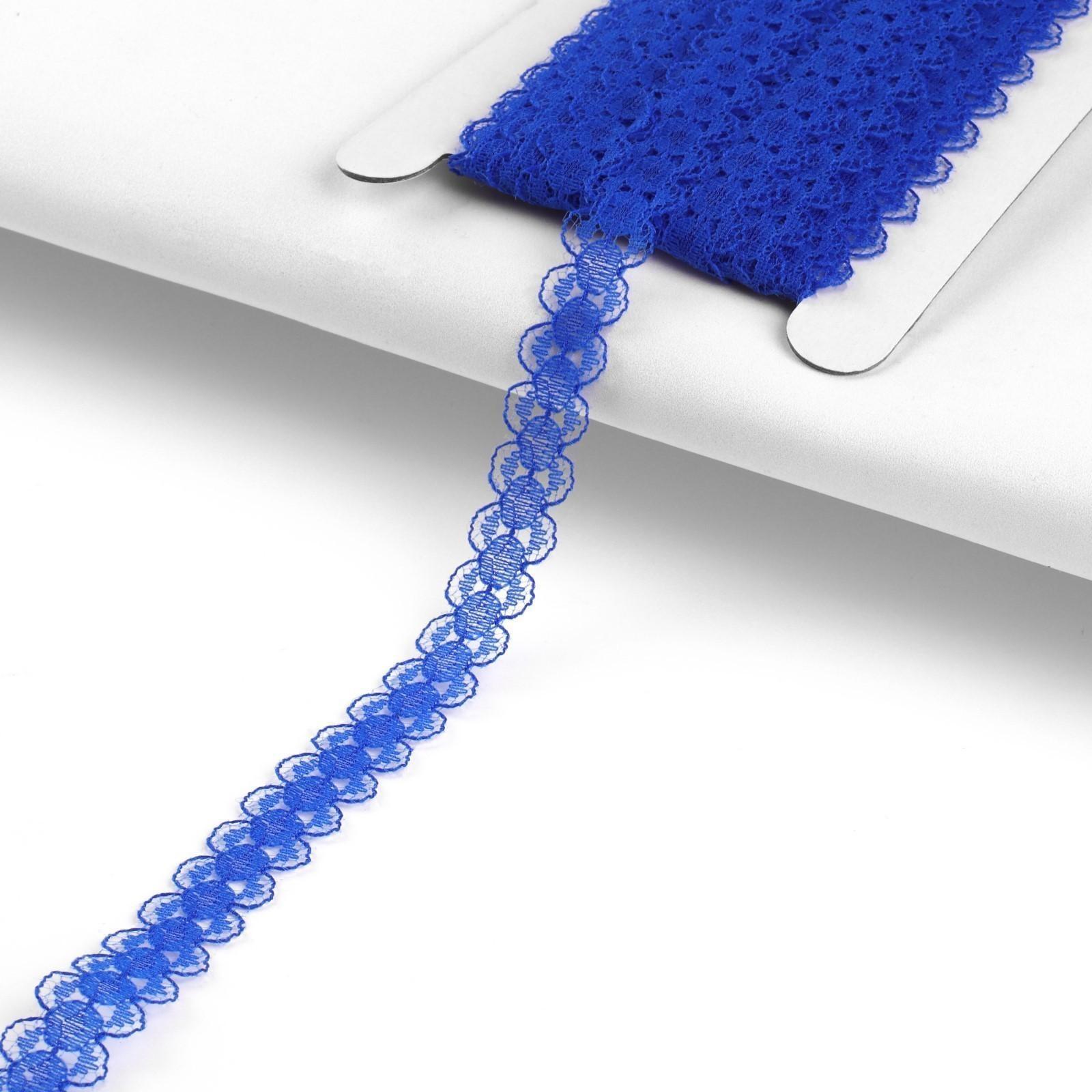 Кружево капроновое, 15 мм × 10 ± 1 м, цвет синий