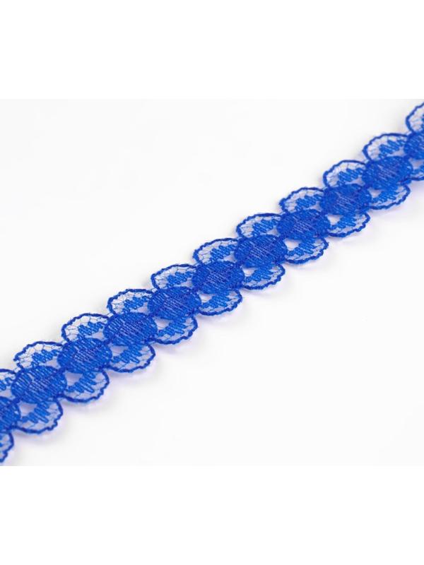 Кружево капроновое, 15 мм × 10 ± 1 м, цвет синий