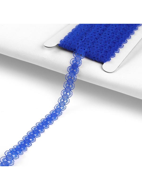 Кружево капроновое, 15 мм × 10 ± 1 м, цвет синий