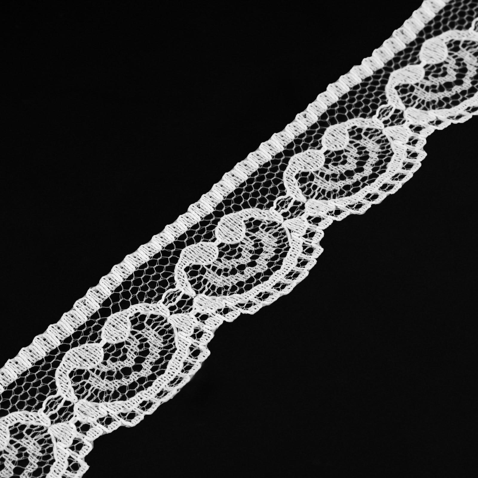 Кружево капроновое, 23 мм × 10 ± 1 м, цвет кипенно-белый