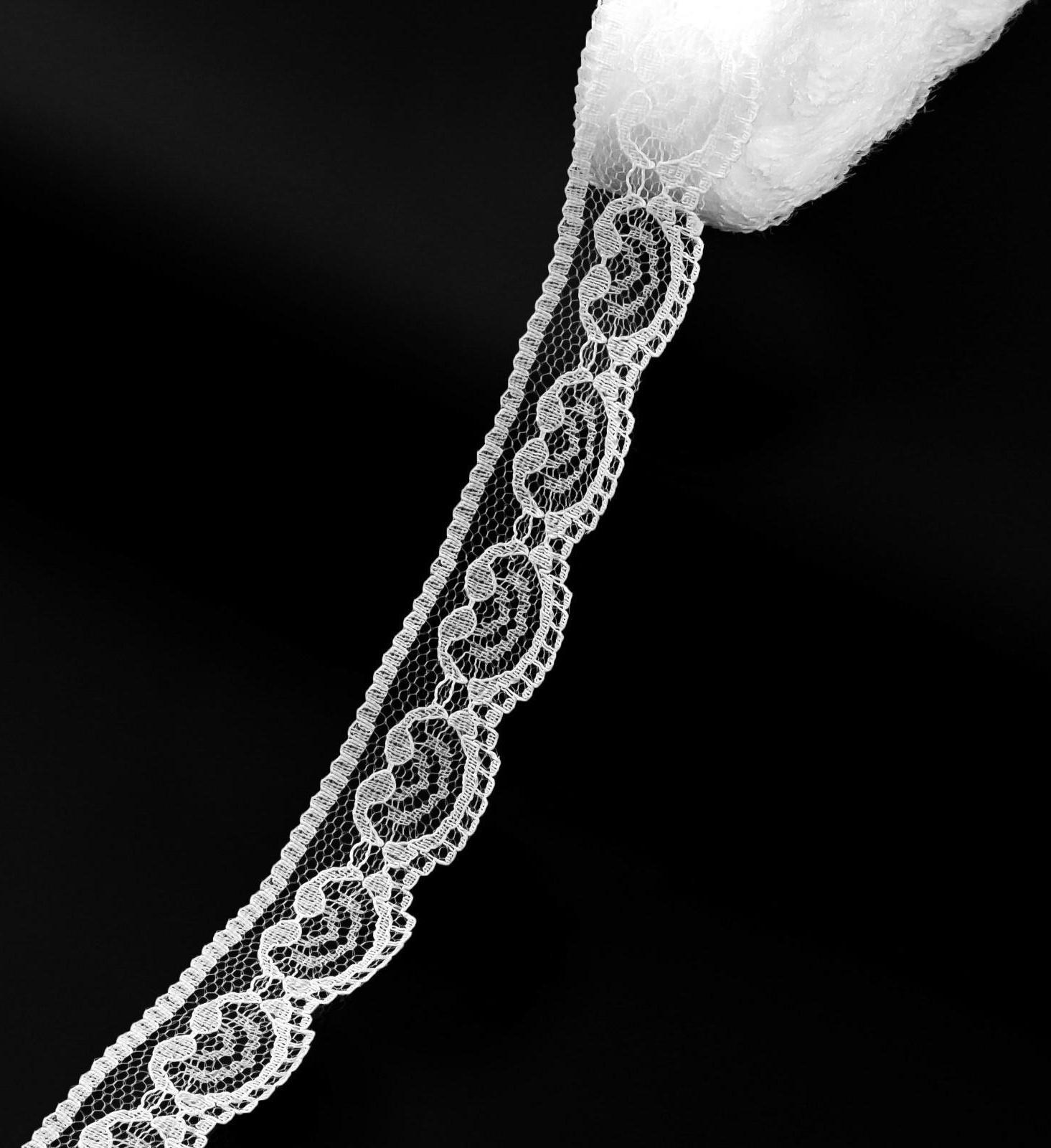 Кружево капроновое, 23 мм × 10 ± 1 м, цвет кипенно-белый