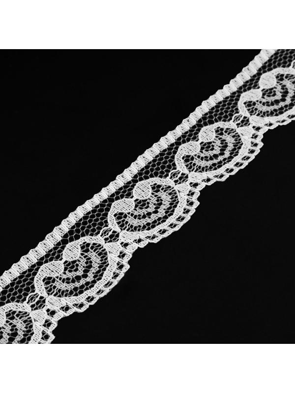 Кружево капроновое, 23 мм × 10 ± 1 м, цвет кипенно-белый