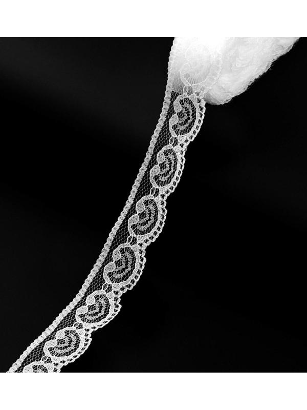 Кружево капроновое, 23 мм × 10 ± 1 м, цвет кипенно-белый