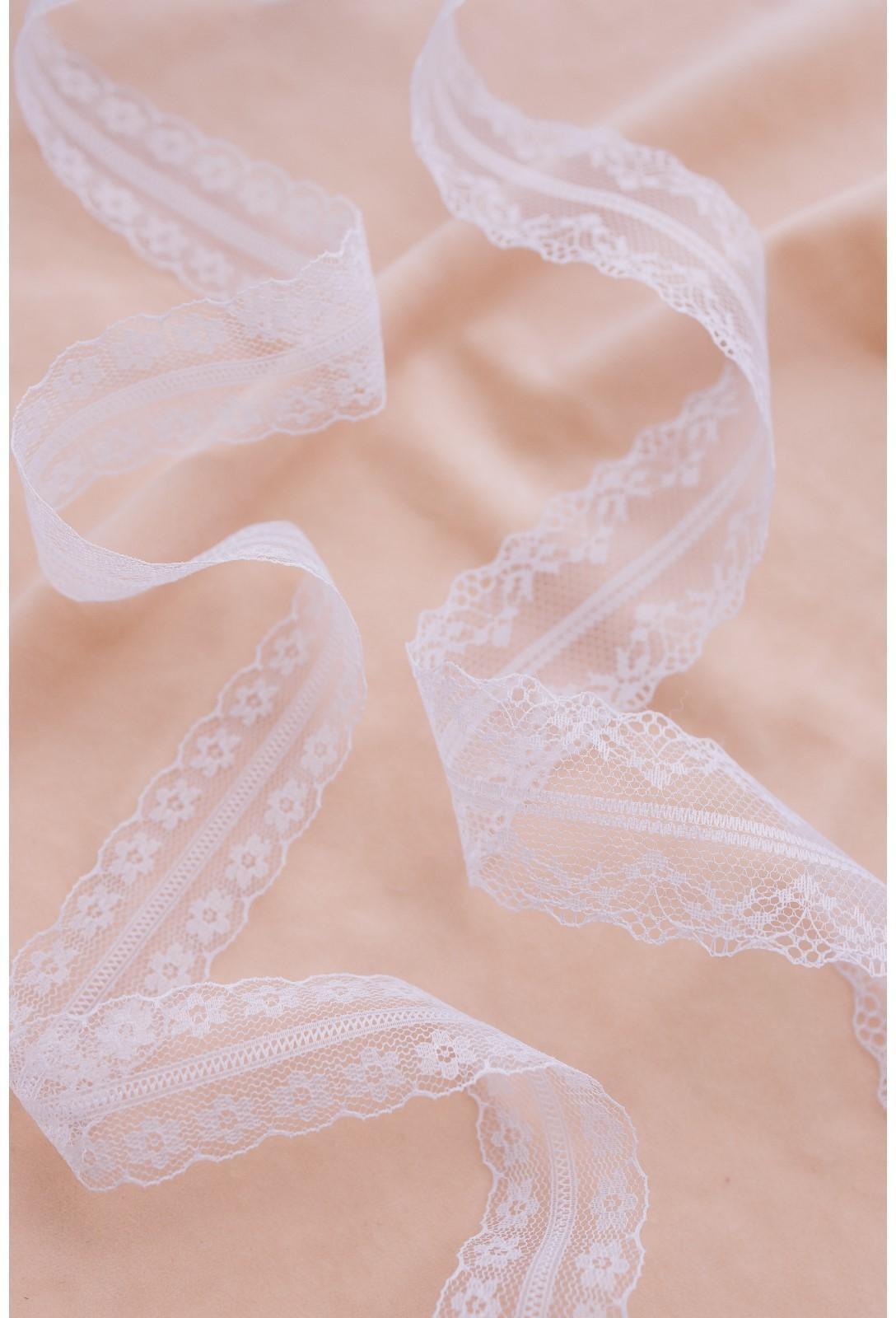 Кружево капроновое, 35 мм × 10 ± 1 м, цвет кипенно-белый