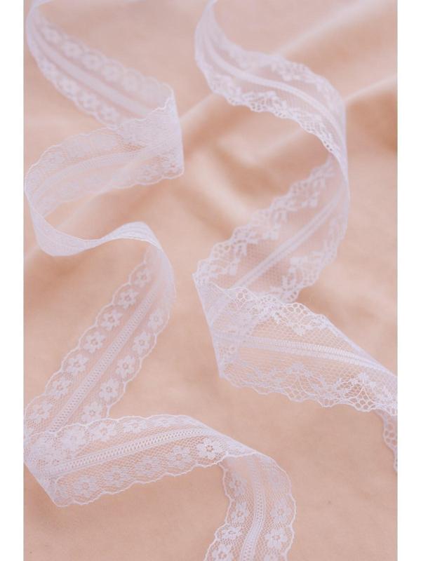 Кружево капроновое, 35 мм × 10 ± 1 м, цвет кипенно-белый