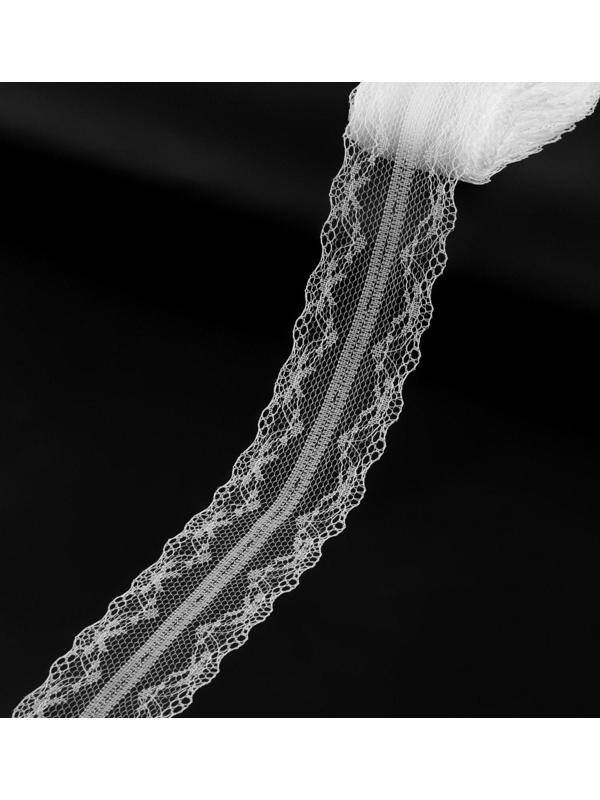 Кружево капроновое, 35 мм × 10 ± 1 м, цвет кипенно-белый