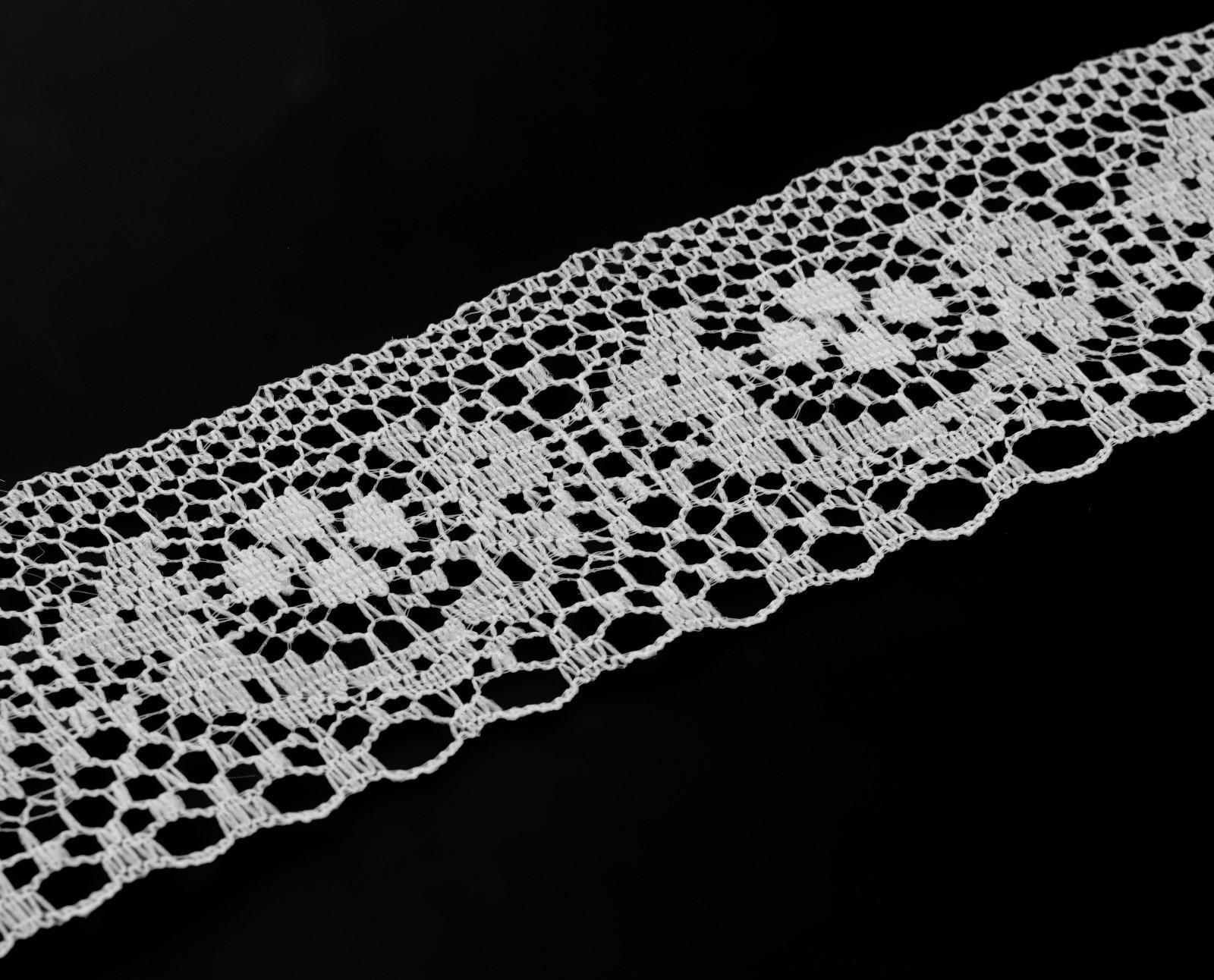 Кружево капроновое, 35 мм × 10 ± 1 м, цвет белый