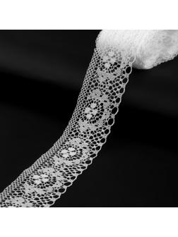 Кружево капроновое, 35 мм × 10 ± 1 м, цвет белый
