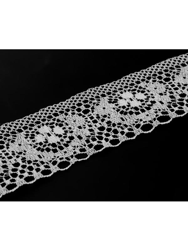 Кружево капроновое, 35 мм × 10 ± 1 м, цвет белый