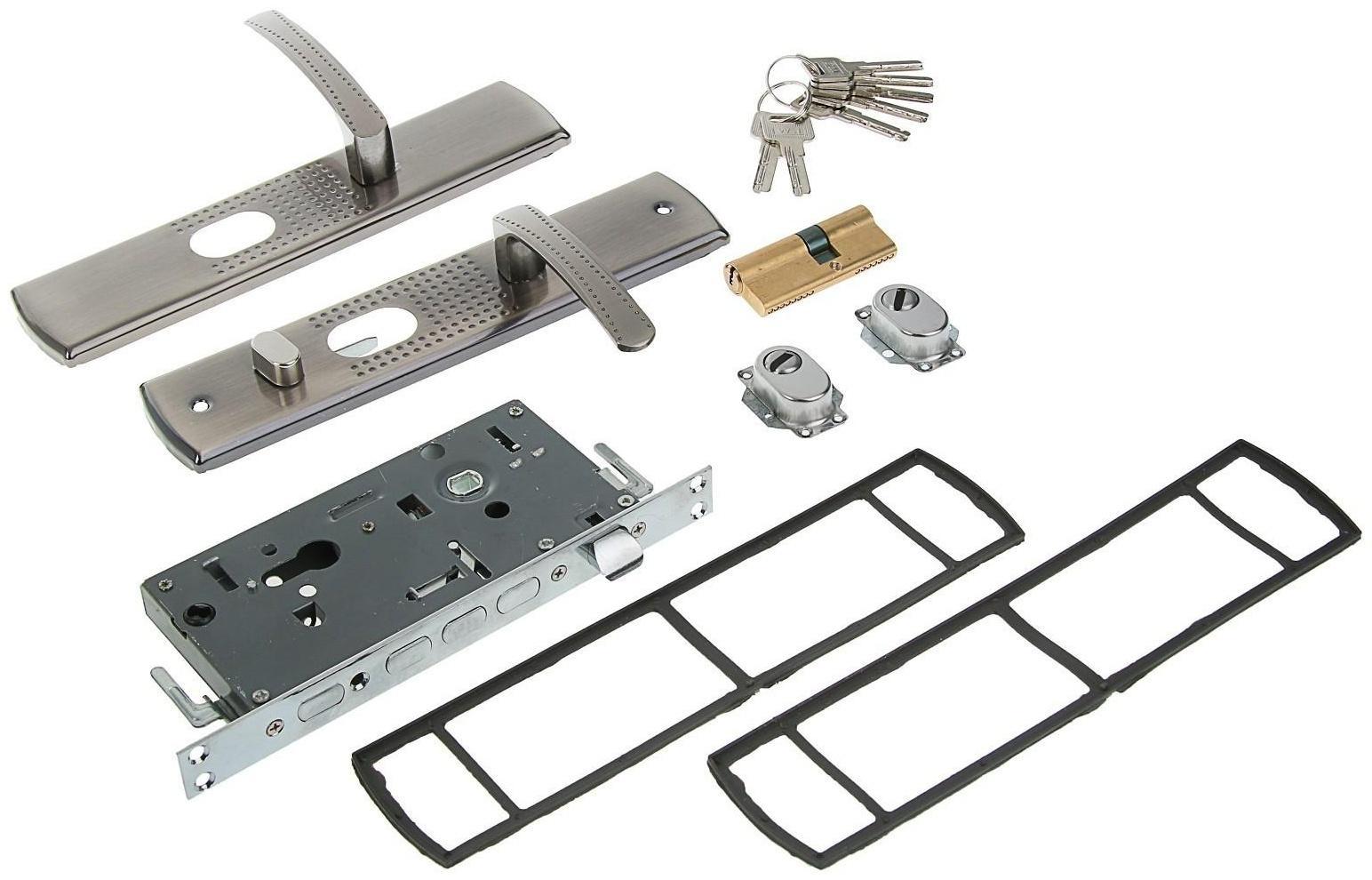 Комплект замка для китайской двери R1L, с ц/м, с ручками, левый