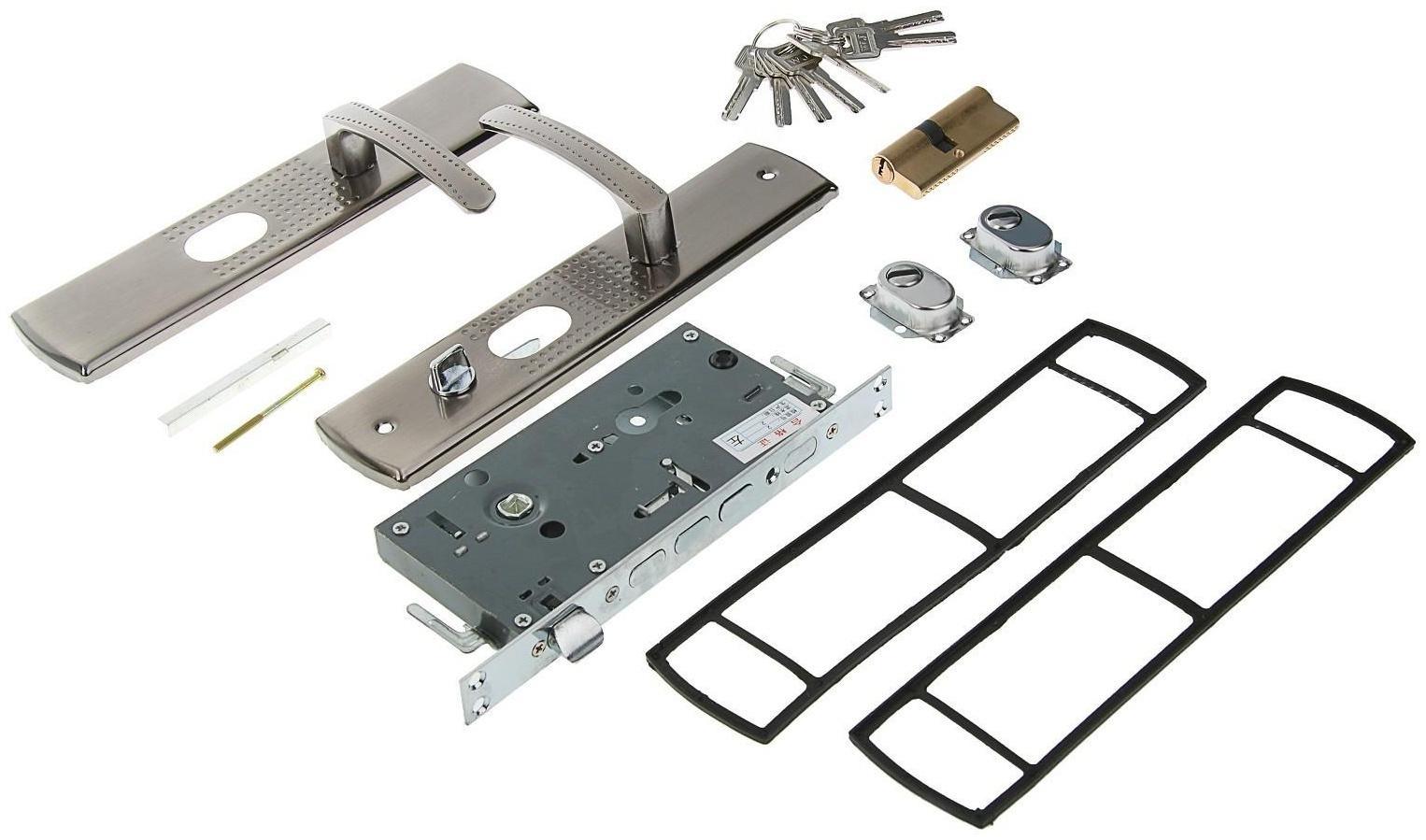 Комплект замка для китайской двери R1R, с ц/м, с ручками, правый