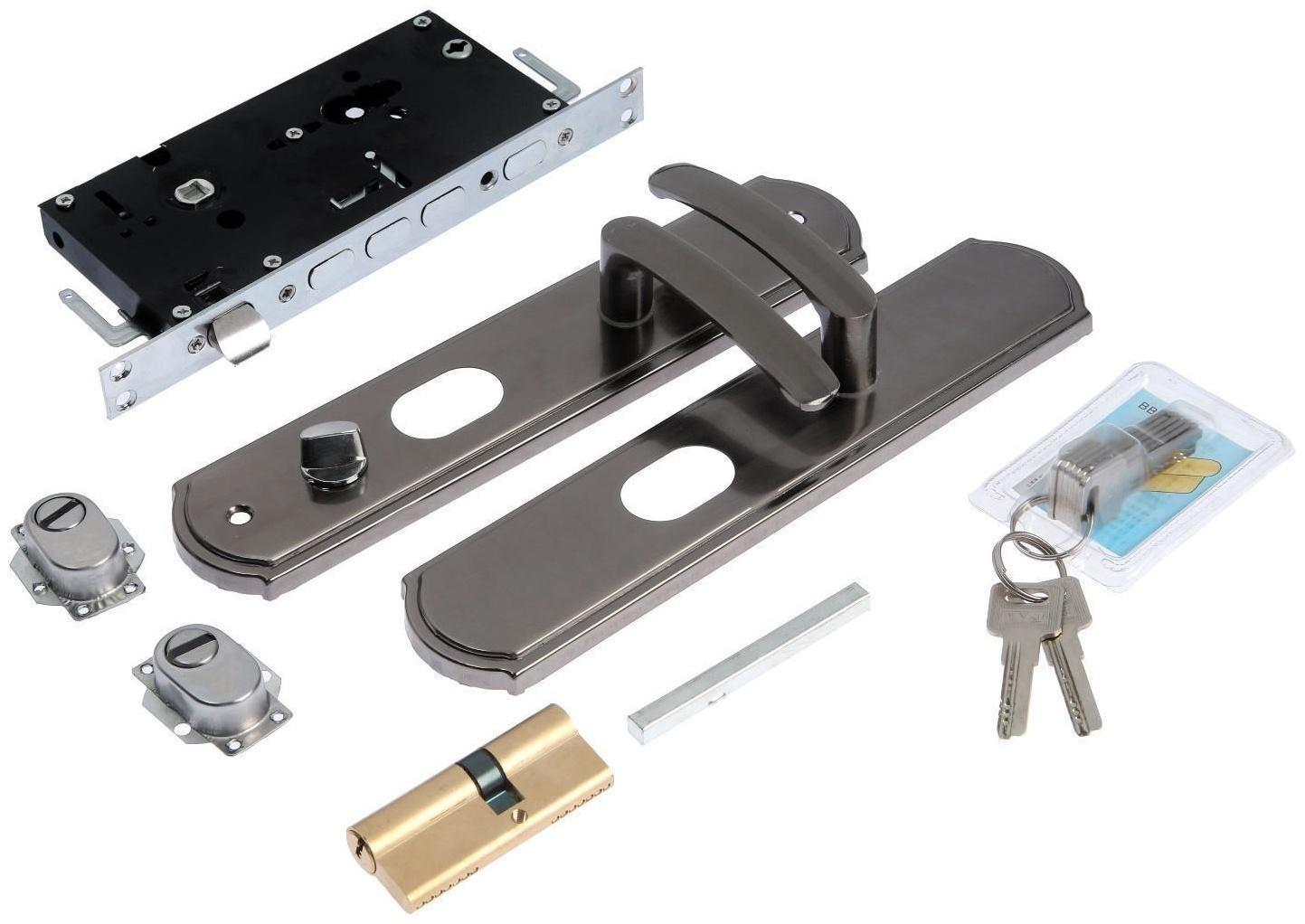 Комплект замка для китайской двери R2L, с ц/м, с ручками, левый