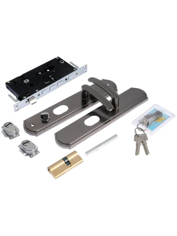 Комплект замка для китайской двери R2L, с ц/м, с ручками, левый