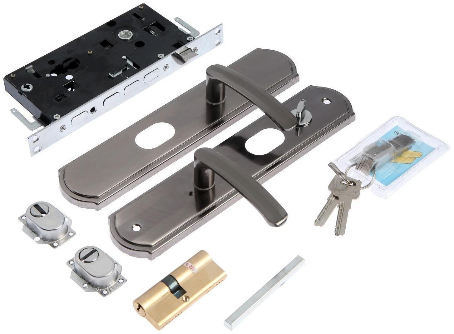 Комплект замка для китайской двери R2R, с ц/м, с ручками, правый