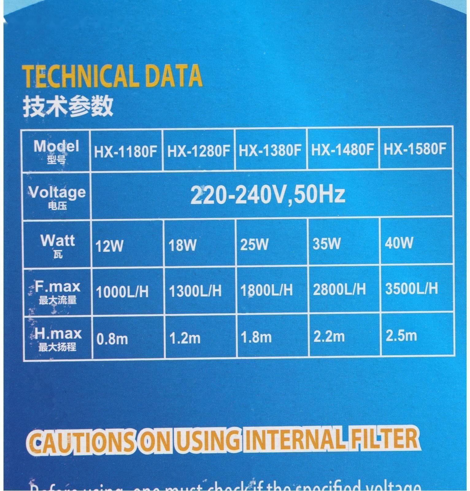 Фильтр внутренний Sea Star HX-1480F, 2800 л/ч, 35 Вт, высота подъема 2,2 м