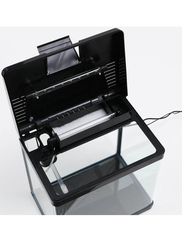 Аквариум SeaStar LS-380F в комплекте:  LED-лампа, фильт, 30 л, черный