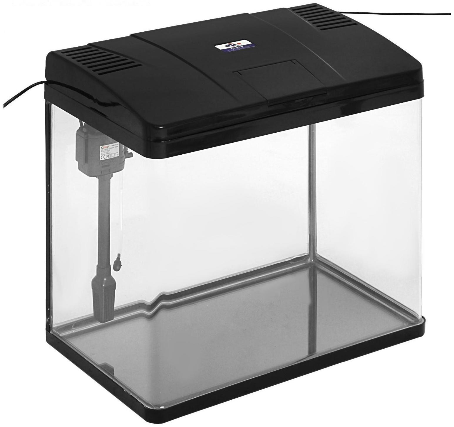 Аквариум SeaStar LS-500F в комплекте: LED-лампа двухцветная, фильтр, 56 л, черный