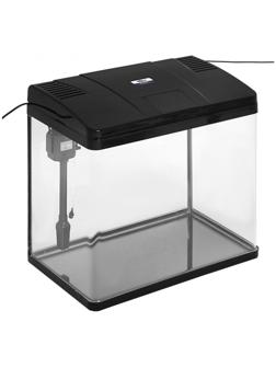 Аквариум SeaStar LS-500F в комплекте: LED-лампа двухцветная, фильтр, 56 л, черный