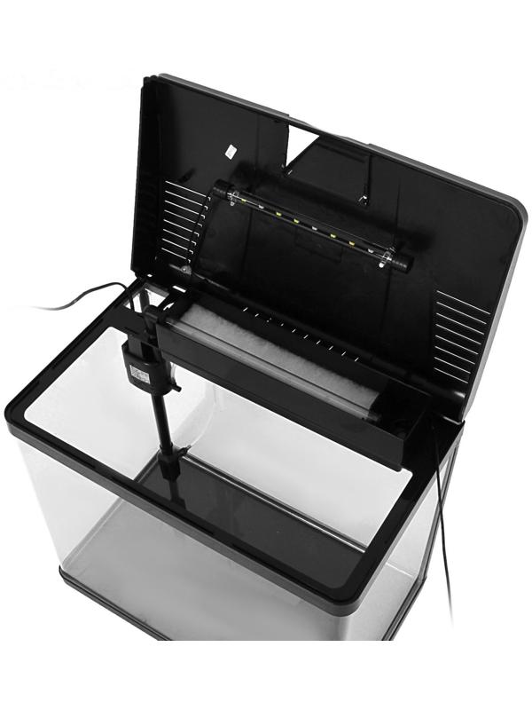 Аквариум SeaStar LS-500F в комплекте: LED-лампа двухцветная, фильтр, 56 л, черный
