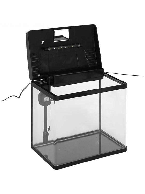 Аквариум SeaStar LS-500F в комплекте: LED-лампа двухцветная, фильтр, 56 л, черный