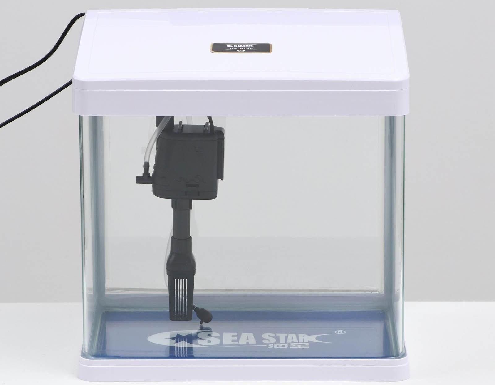 Аквариум SeaStar HX-318F в комплекте: LED-лампа 7 режимов, фильтр, 18 л, белый